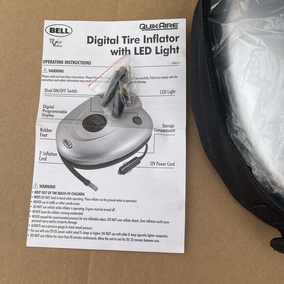 Bell Quik Aire Digital Tire Inflator with LED Light 83405-8 12 Volt 150 PSI New - Picture 10 of 11